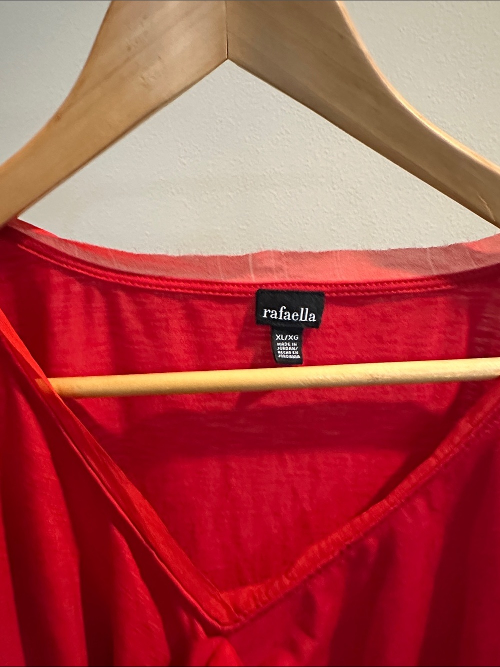 Red Ruffled V-Neck Blouse - Rafaella - Picture 2 of 4